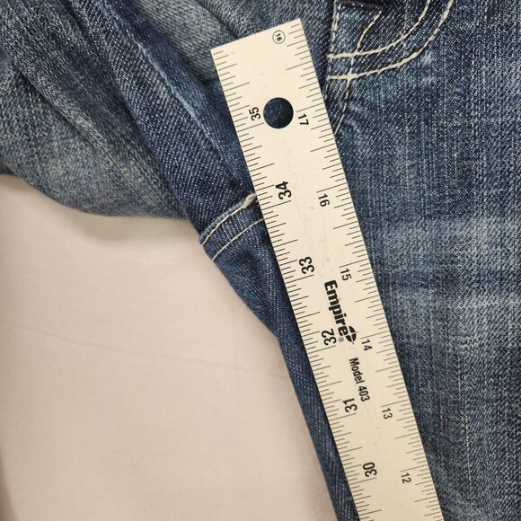 7 For All Mankind Denim Jeans Women's 29 A Pocket Flare Bootcut Distressed Pants - Picture 5 of 10